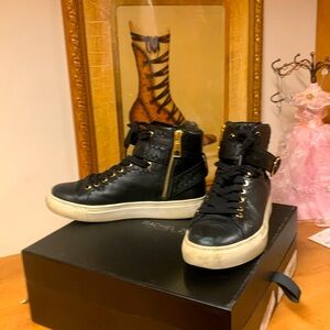 Rachel Zoe leather with buckle high top sneakers. Size 5.5